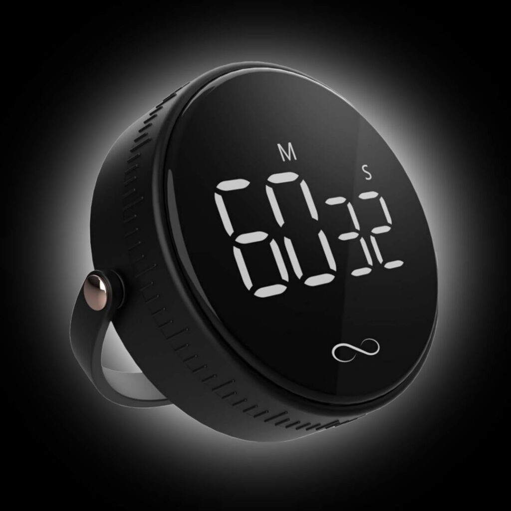 Pebble Digital Pomodoro Timer - Kitchen Timer for Cooking, Productivity Timer for Homework and Studying with Adjustable Volume and Large Display (Black/Noir)